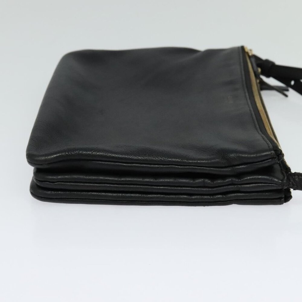 CELINE Trio bag Shoulder Bag Leather Black Gold Auth - Picture 4 of 16